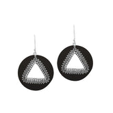 AE-1184-SH.B Sterling Silver Round Shape Earring With Black Shell Jewelry Bali Designs Inc